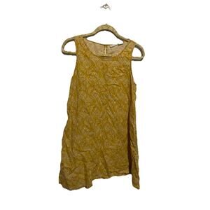 SIGRID OLSEN LINEN WOMENS SZ M Yellow White Print Dress
